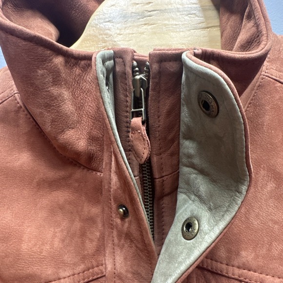 THE TERRITORY AHEAD 1990 Tan LEATHER Heavy Duty Mens L Ranch Field Zip Jacket - Picture 8 of 16